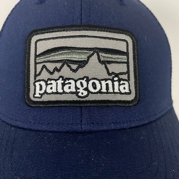 Patagonia Snapback Hat Cap Patch Mesh Organic Cotton Blue - Picture 6 of 8